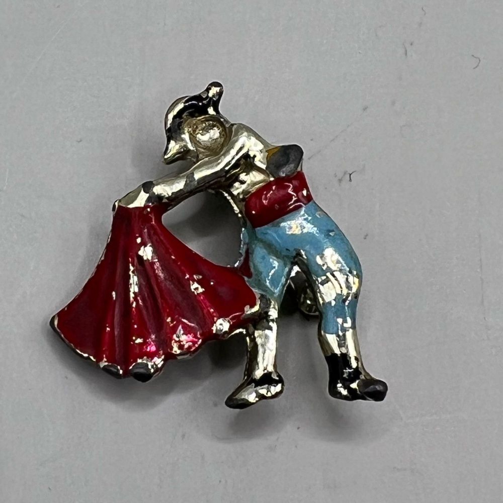 Vintage Bullfighter With Cape Vintage Enamel Matador Brooch Pin